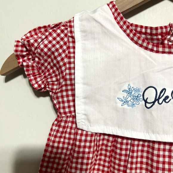 Little King Ole Miss Gingham Dress With Embroidered Smock Girls 3T - Picture 5 of 9